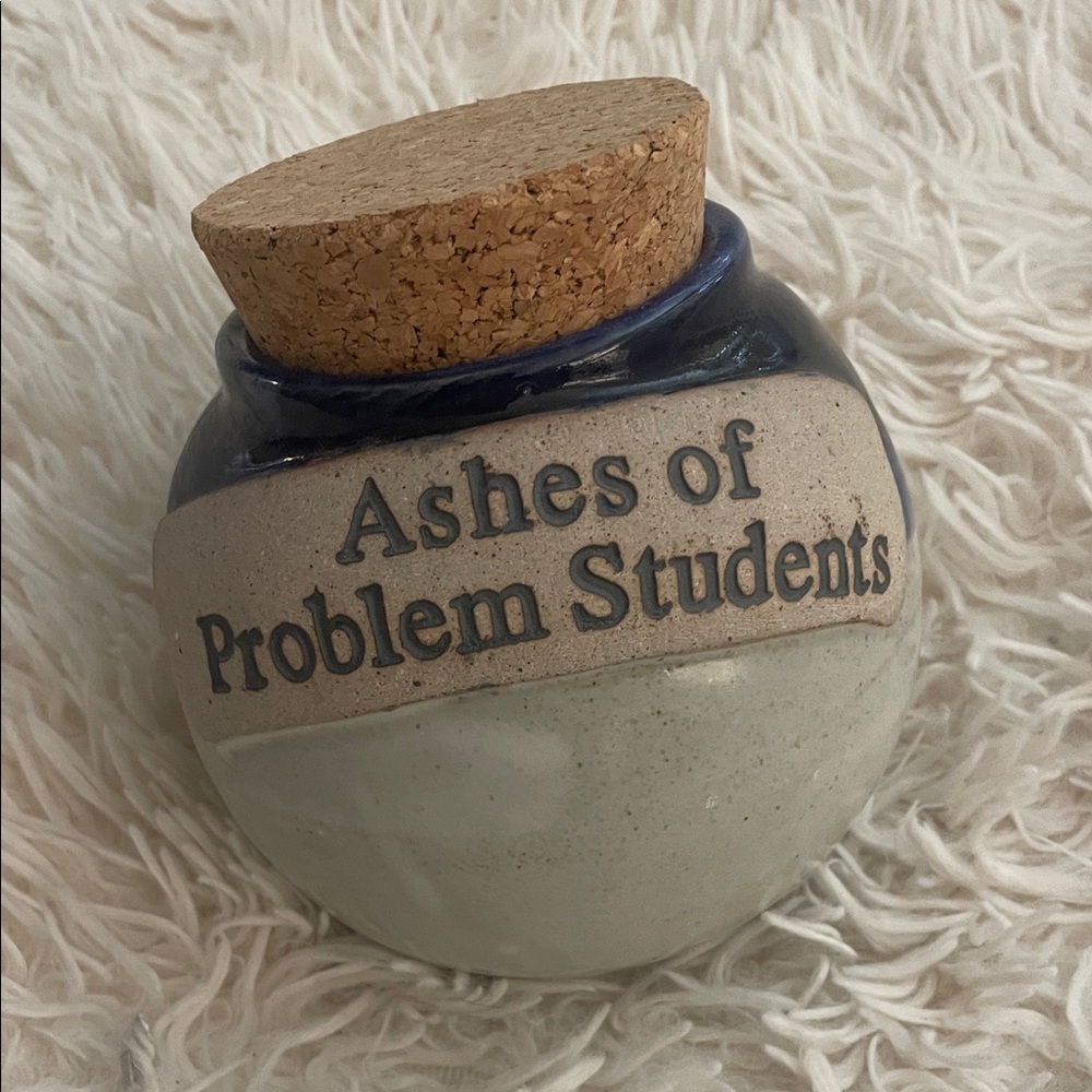 Ceramic Jar with Cork Lid - Blue and Cream